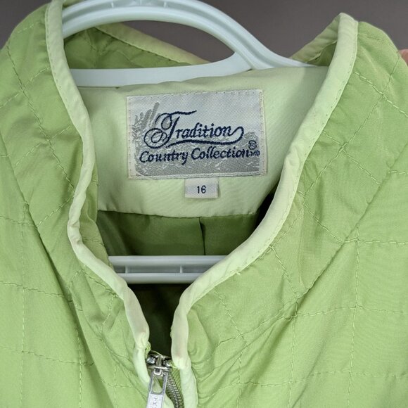 Tradition Country Collection Quilted Vest Lime Green Size 16 - Picture 3 of 3